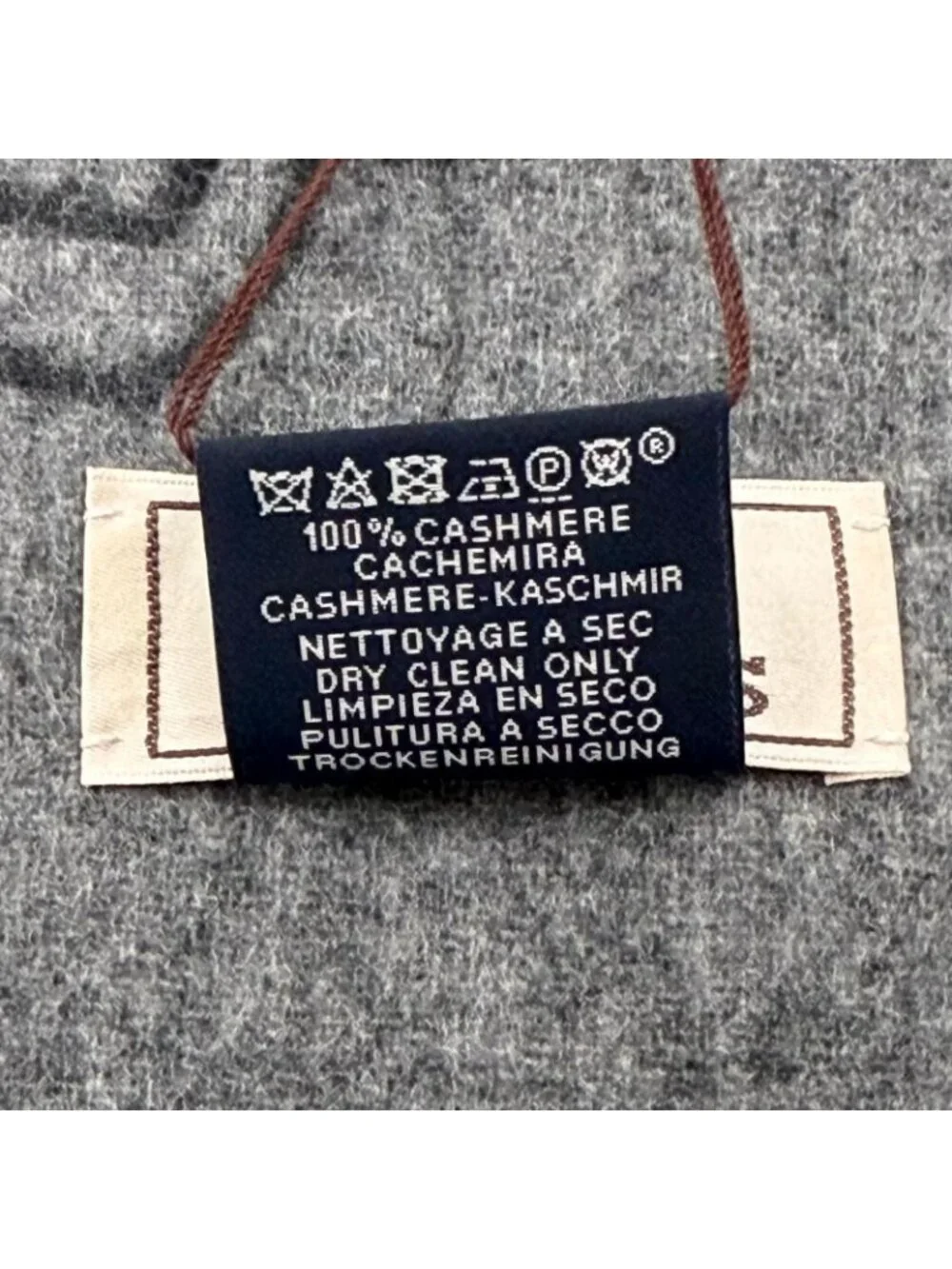 Hermes Tet A Tet Equestre Cashmere Hose Fringe Scarf Shawl Charcoal Gray